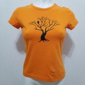 Halloween It's The Thing shirt Small owl dead tree rhinestone embellished Y2K
